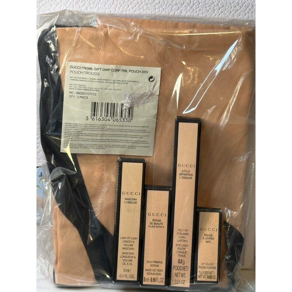 Gucci 5 pc BUNDLE -Pouch, Mascara, Felt-Tip Eyeliner, Priming Serum & Lip Colour - Picture 12 of 12